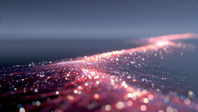 Fiber Optic Cable Network with Bokeh Lights