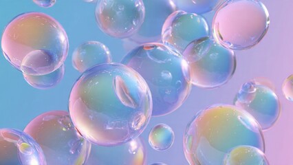 Fototapeta premium Iridescent Soap Bubbles Floating in Soft Gradient Light