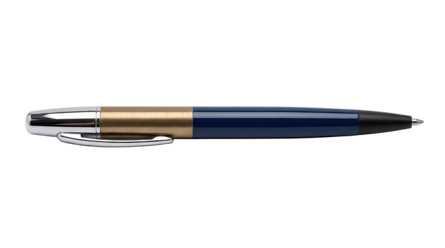 Elegant Ballpoint Pen with Metallic and Navy Blue Accents