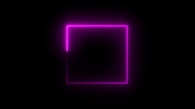 Neon light frame neon light photo frame background, Glowing blue neon lights background. Defocused purple color LED light rectangle on dark black abstract geometric empty space