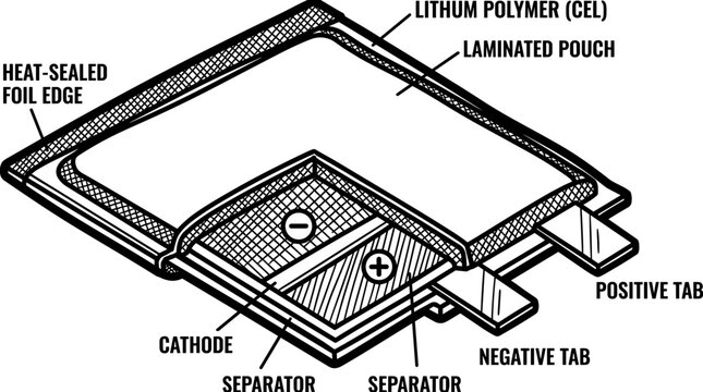 Lithium Polymer Battery Cell Diagram.