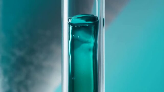 Chemical liquid swirling in a laboratory test tube during a science experiment