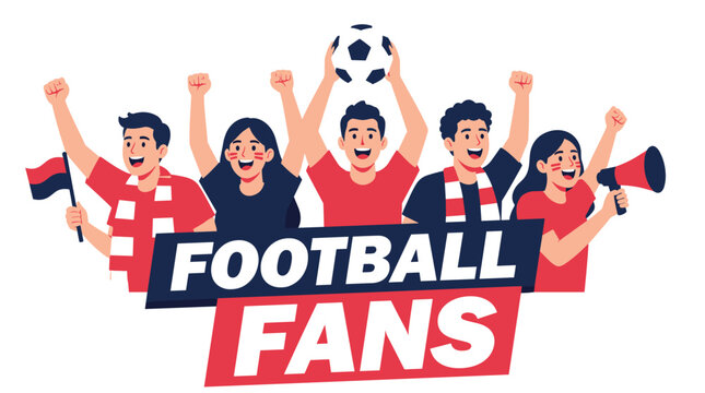 Group Of Football Fans Cheering And Celebrating.