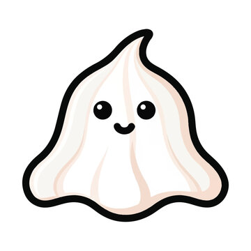 Cute cartoon smiling white ghost.