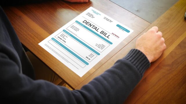 A Stressed Out Man Looks at a Dental Bill or Dental Claim