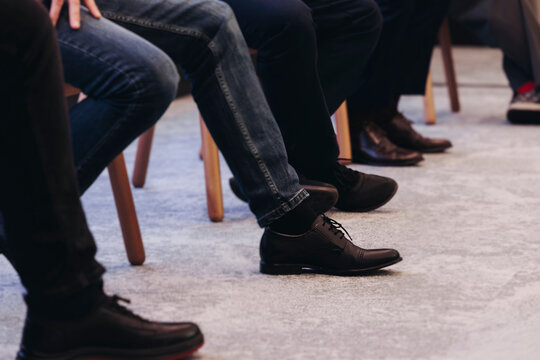 Panel discussion at conference, group of speakers debate at the business conference event, audience on forum summit, plenary session in lecture hall, persons on a stage, business congress at the venue