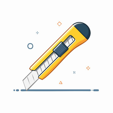 Yellow Utility Knife Illustration