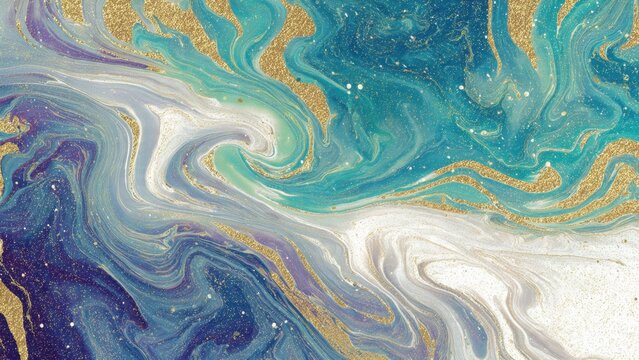 Abstract Fluid Art with Gold Accents