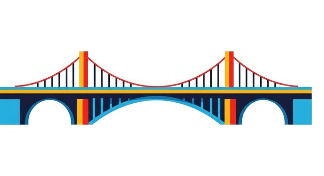 Colorful graphic illustration of a modern bridge vector design isolated