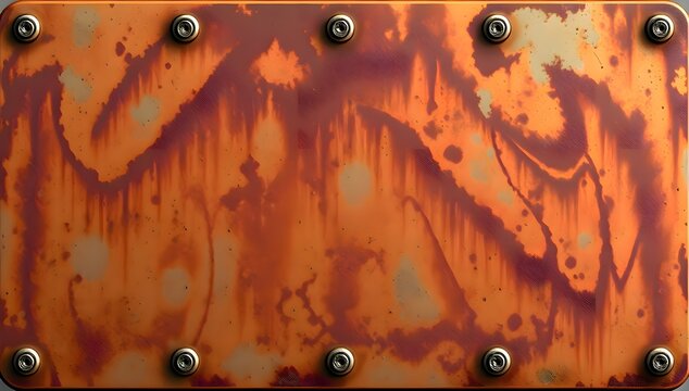 Rusted metal plate with rivets on it, old industrial steel sheet texture, vintage metallic hardware protective armor construction