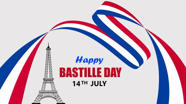 Happy Bastille day animation video. France Independence Day motion video. La fete Nationale Francaise