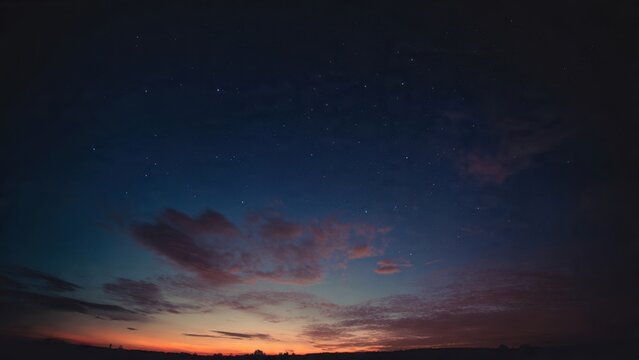 Starry Night Sky with Colorful Clouds