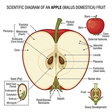 Scientific diagram of an apple.
