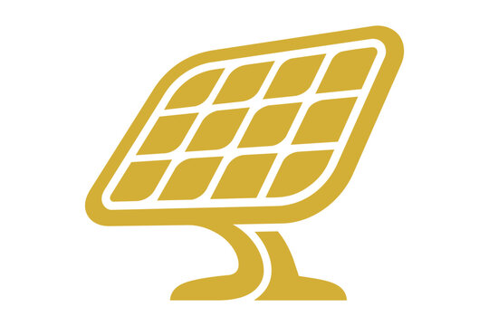 Golden solar panel icon for green energy and sustainable power Vector