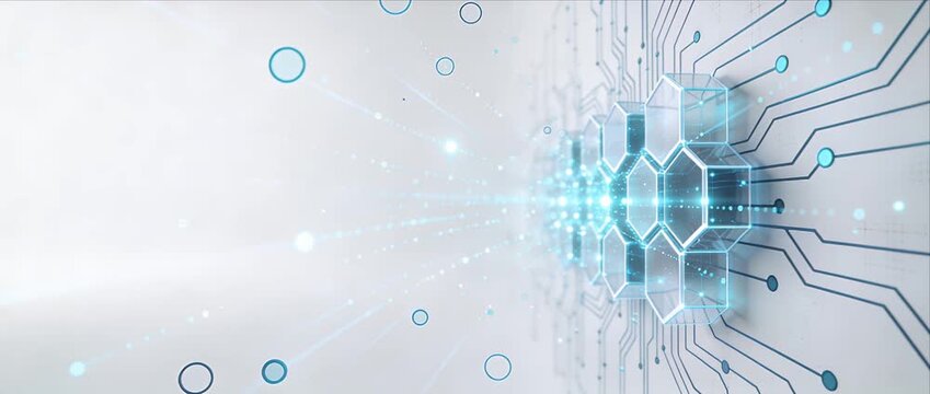 Futuristic technology data network abstract digital innovation circuit connection blockchain virtual interface cyber system background communication information concept infrastructure computer