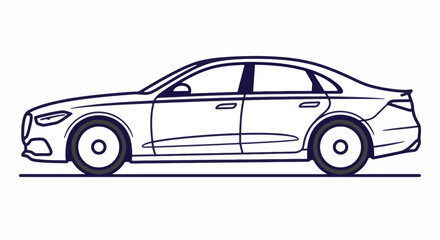 Fototapeta premium Outline illustration of a modern luxury sedan car, side view