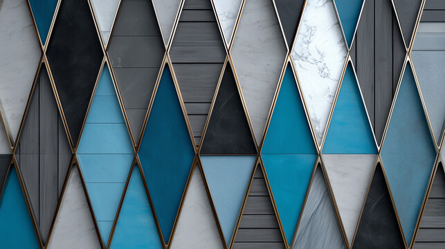 Blue and gray diamond tile wall pattern