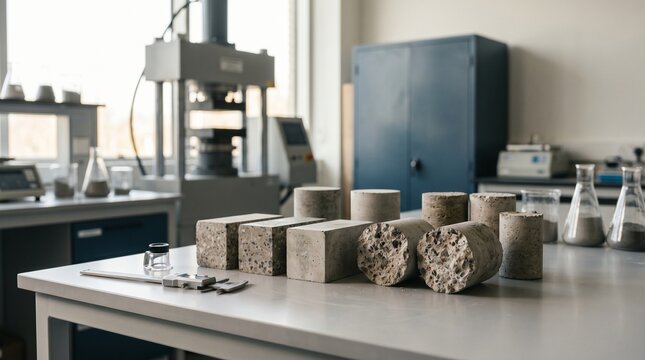 Carbon capture concrete samples in a materials research setting