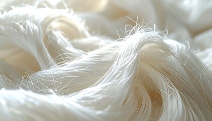 Fototapeta premium Close-up macro shot of white silk threads intertwined.