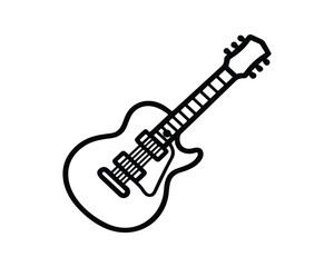 Fototapeta premium Outline drawing of an electric guitar on transparent background.