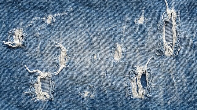 Worn blue jeans for media. Textured ripped denim suitable for bold advertising displays
