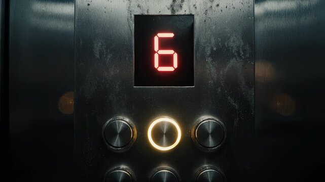 Close-up of Man Pressing Button in Grunge Elevator Panel