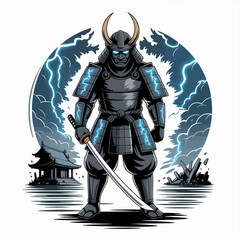 Obraz premium Samurai Warrior in Traditional Armor.