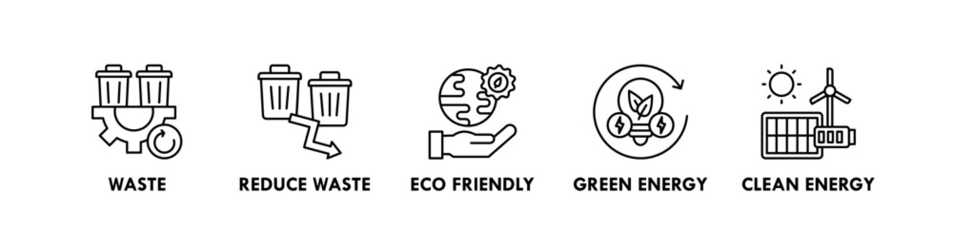 Environmental Protection banner web icon illustration concept with icon of waste, reduce waste, eco friendly, green energy, and clean energy