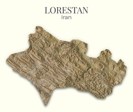 Lorestan, Iran Relief Map. Hillshaded physical map. Shaded Terrain illustration of Lorestan, Iran. Elements of this image derrived from NASA imagery and SRTM dataset.