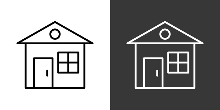 House Black And White Icon Set Collection Pack Vector Illustration