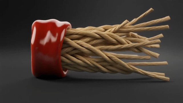 Realistic Hemp Wick with Red Wax Seal, Close-up Commercial Shot