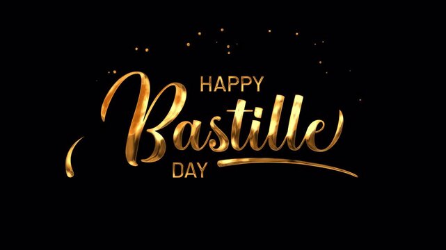 Golden graphic celebrating bastille day, suitable for social media posts, event invitations, or educational materials about french culture and history.
