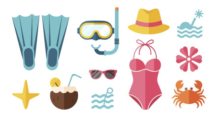 Collection of Summer Vacation and Beach Essentials. © art.Co