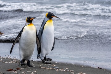 Fototapeta premium penguins on the beach