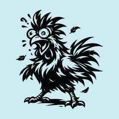 Furious black rooster with flying feathers © MdGolam