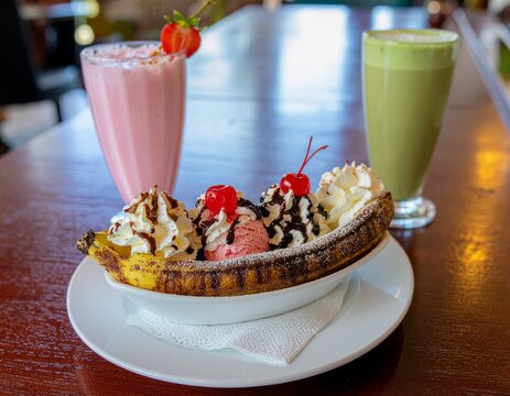 Banana Split with Melting Ice Cream