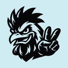 Black rooster head giving peace sign © MdGolam
