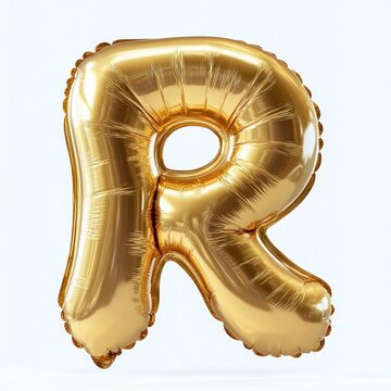shiny gold foil party balloon shaped like an uppercase letter with a hollow upper loop, glossy metallic surface on a white background conveying a joyful celebratory mood