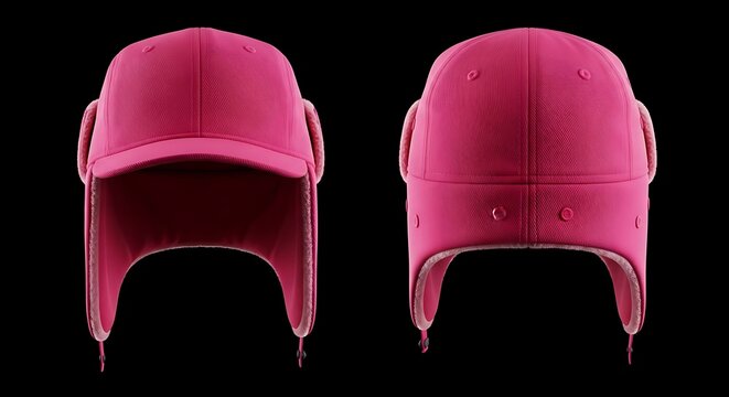 Mockup of a hot pink color trapper hat
