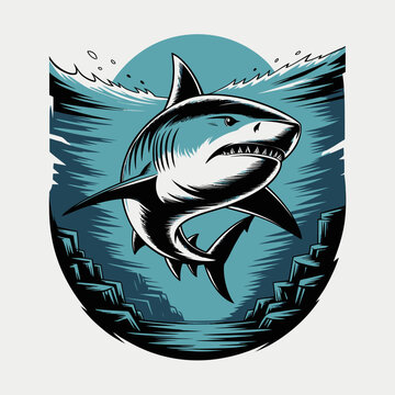 Shark Swimming Underwater Ocean Creature.