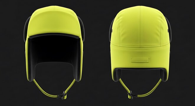 Mockup of a neon yellow color trapper hat