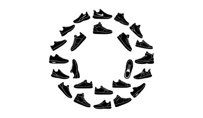 Obraz premium Sneaker Silhouette Collection Footwear Vector Illustration Set