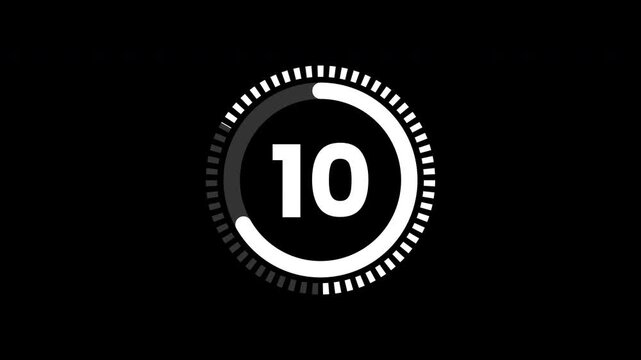 15 second with circle, countdown 15 to 0. 4k video