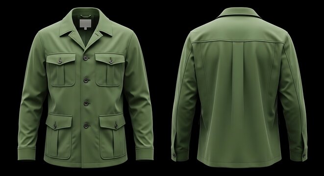 Mockup of a green color safari jacket