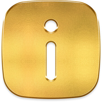 Info rect gold metallic 3D icon