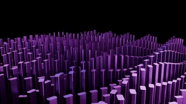 4K Abstract Purple Rectangular Waves Rising Falling Data Visualization Grid Loop