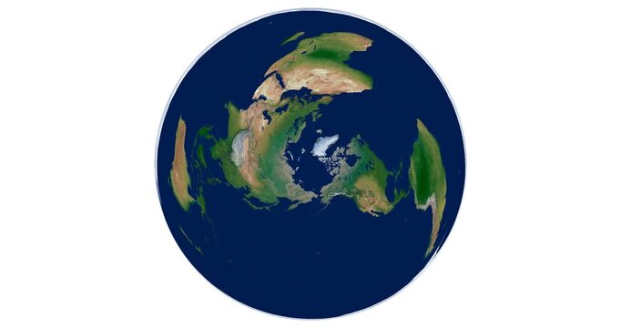 World Map. Wiechel projection animation. Oblique conformal view with longitude rotation. High-detail physical map of the Earth.