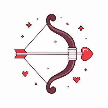 Cupid's Bow and Arrow with Heart Symbol