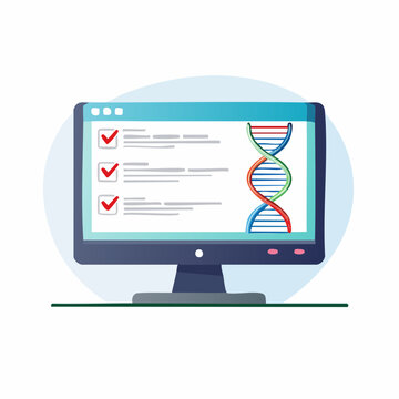 Computer Screen Displaying DNA Helix and Checklist