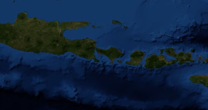 Bali on Globe. Zoom into the island with Earth spinning in space. High detail physical world map with Bali on it. Elements of this image furnished by NASA.